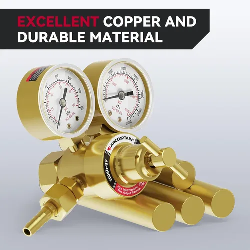 Miniatura 6 de ARCCAPTAIN Medidores de regulador de oxígeno Soldadura de gas, 0-4000PSI y 0-100PSI Medidores de gas de soldadura con conexión de entrada CGA 540