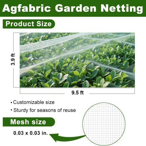 Miniatura 2 de Agfabric Red de jardín de 3.9 x 9.5 pies, barrera de plagas de insectos para protección de jardín, cubierta de plantas, malla para verduras, árboles