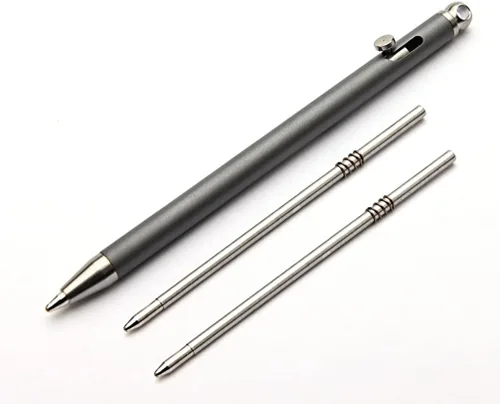 Mini Titanium Creative Signature Pen Bolt Action Pen Cool Llavero Accesorios Gadgets útiles Herramienta al aire libre (gris)