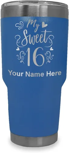 Miniatura 16 de LaserGram Taza aislada al vacío de 20 onzas, My Sweet 16, grabado personalizado incluido (gris)