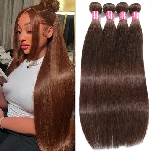 Miniatura 28 de YISEA Paquetes de cabello humano liso con cierre de encaje (12 14 16+10 cierre) Paquetes de cabello humano 3 con cierre de encaje 4x4 100%