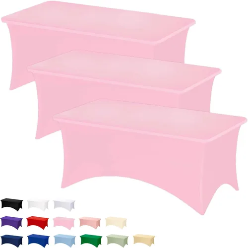 Miniatura 76 de Fixwal Paquete de 3 Manteles Negros para Mesas Rectangulares de 6 Pies, Manteles Rectangulares Elásticos de Spandex Ajustables de 6 Pies