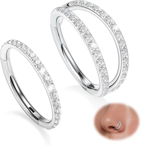 Miniatura 25 de GAGABODY 2 piercings para la nariz, calibre 20G, 18G, 16G, 14G, 12G, 10G, 8G, acero quirúrgico, tabique, cartílago, hélice, trago, concha, daith