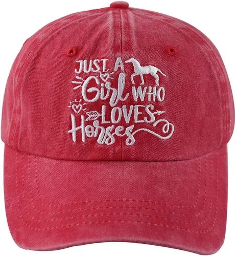 Miniatura 6 de Just Girl Who Loves Horse - Gorra de béisbol ajustable de algodón lavado para mujer