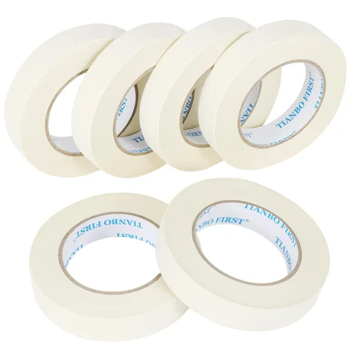Miniatura 10 de Cinta adhesiva de 0.94 pulgadas de ancho, fina cinta blanca para pintores, cinta adhesiva beige a granel para pintar el hogar, oficina, escuela