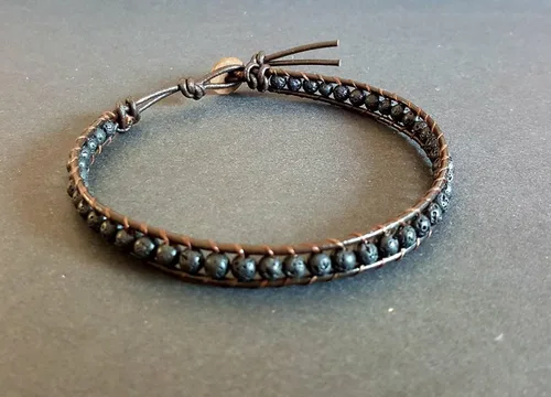 Miniatura 7 de Infinityee888 Lava Bead Anklet Bracelet 10 Inches Woven Leather Handmade Men Women Anklet
