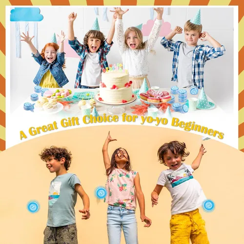 Miniatura 6 de Woanger Yoyo - 24 bolas de plástico con luz LED Yoyo para niños, adultos, principiantes, temática de cielo azul, decoración de fiesta de cumpleaños