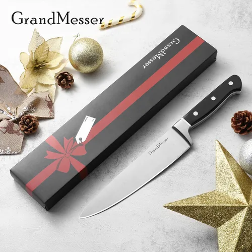 Miniatura 7 de Cuchillo de chef en acero japonés AUS-8, cuchillo de cocina profesional de 8 pulgadas, cuchillo de cocina ultra afilado con mango ergonómico