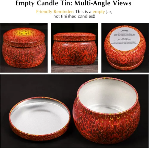 Miniatura 3 de Domivirgo 24 latas de velas vacías de 5.4 onzas con tapas, kit simple de fabricación de velas, incluye mechas, soportes y calcomanías, recipientes