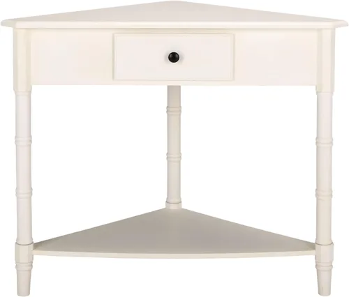 Miniatura 12 de SAFAVIEH Muebles - Mesa esquinera Gomez con 1 cajón, color azul, madera maciza, diseño clásico de almacenamiento de esquina, ideal para entrada