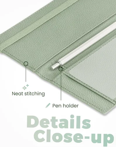 Miniatura 84 de Yarnic Funda para chequera personal, soporte para chequera con soporte para bolígrafo y divisor de plástico transparente integrado para cheques Rosa