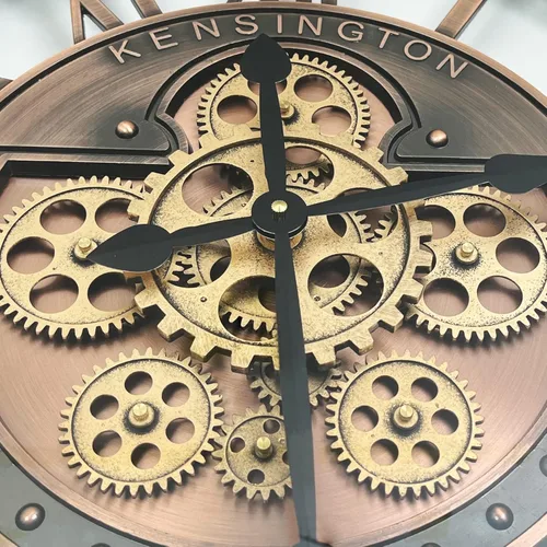 Miniatura 3 de Reloj de pared con engranajes móviles reales, relojes grandes de metal modernos para decoración de sala de estar, relojes decorativos únicos