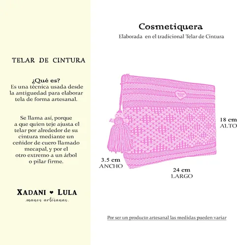 Miniatura 5 de Bolsas de maquillaje, Cosmetiquera Artesanal de Telar. Souvenir & Regalo Mexicano. Regalo Oaxaca. Bolsas hechas a mano de Oaxaca México.