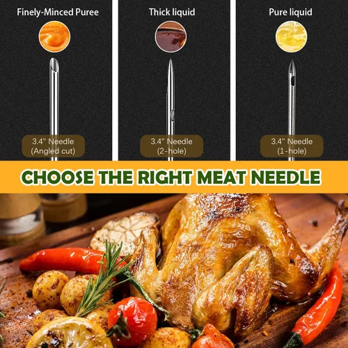 Miniatura 3 de Kit de jeringa inyectora de carne de pavo con 3 agujas de adobo para ahumador de parrilla, 1 cepillo de limpieza, 1 onza/1.0 fl oz de gran