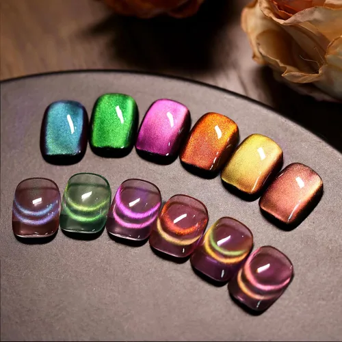 Miniatura 26 de Born Pretty - Esmalte de uñas en gel magnético Cat, set de esmalte de uñas de gel brillante retro magnético de 6 colores, kit de esmalte de uñas Oda