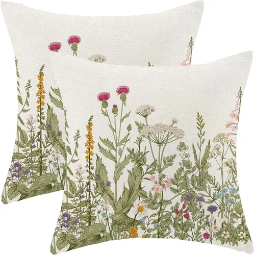 Miniatura 20 de AEIOAE Fundas de Almohada de Primavera 12x20 Pulgadas Juego de 2, Fundas de Almohadas Decorativas de Flores Silvestres y Plantas Verde Salvia
