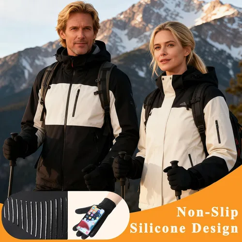 Miniatura 5 de Guantes de invierno de ciclismo para hombres y mujeres, impermeables, con compatibilidad térmica cálida y táctil, guantes de conducción para mujer