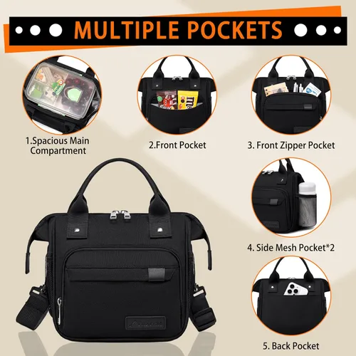 Miniatura 3 de TuErCao - Bolsa de almuerzo pequeña, ligera y aislada para mujer; para trabajo, portátil, suave enfriador para pícnic, viajes, viajes por carretera