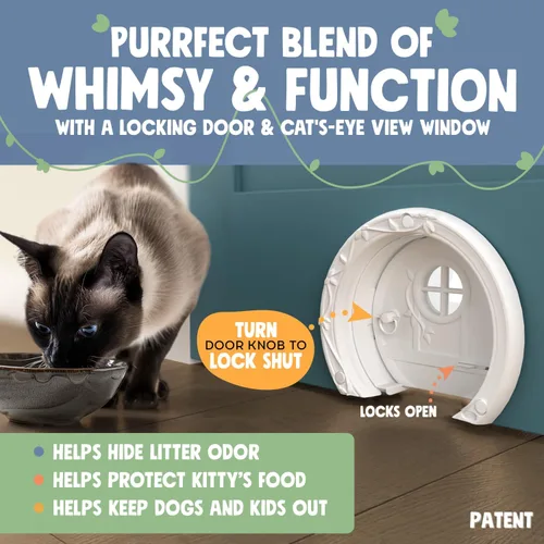 Miniatura 3 de Gnome® Puerta para gatos para puertas interiores, elegante y funcional sin solapa, con cerradura y fácil instalación, espaciosa puerta grande