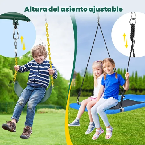 Miniatura 5 de Hapfan Juego de Columpios de Servicio Pesado de 7.3 pies de Altura, 3 Columpios Juegos de Columpios de Metal para Patio Trasero, Conjunto