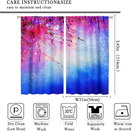 Miniatura 2 de Cortinas opacas con diseño floral de galaxia azul abstracta para dormitorio, cortinas de ventana de teñido anudado con diseño de flor de cerezo