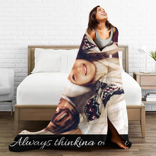 Miniatura 2 de Manta personalizada con fotos, texto, manta personalizada de franela para regalos de cumpleaños de adultos y niños, bodas, Navidad, Halloween, Día