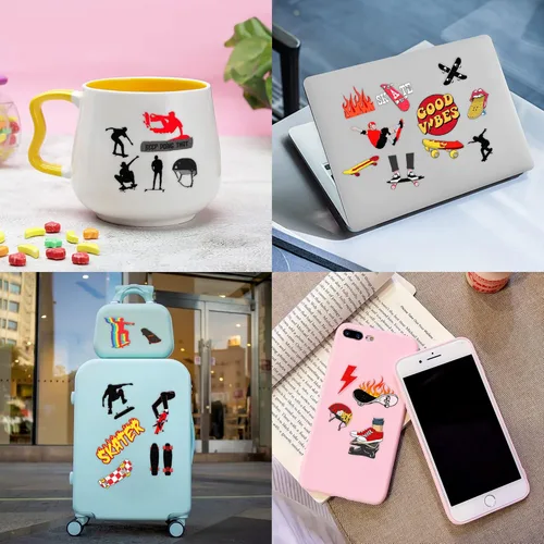 Miniatura 7 de 96 tatuajes temporales precortados para patineta, decoraciones de fiesta de cumpleaños con temática de patinaje, divertidas calcomanías para niños