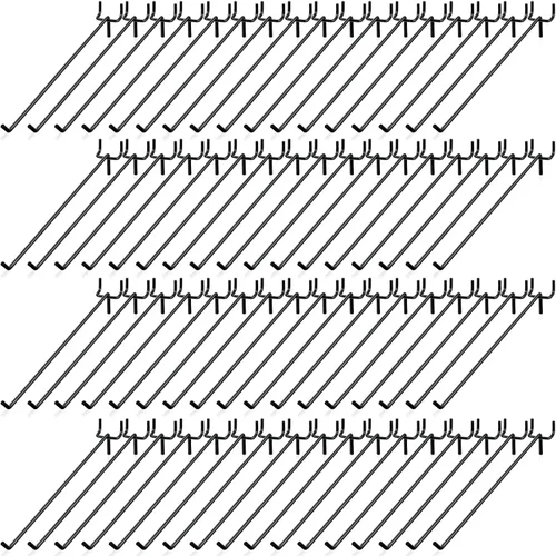 Miniatura 8 de Shimeyao 100 Piezas Ganchos para Estantes de Tablero Perforado Ganchos de Acero Inoxidable Clavijas para Tablero Colgante Ganchos de Exhibición