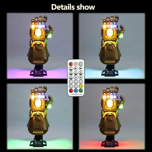 Miniatura 4 de Kyglaring Kit de iluminación LED (sin modelo) diseñado para Lego Infinity Gauntlet 76191 Thanos Juego de construcción de modelo de guantelete