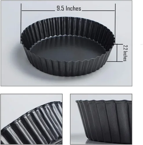 Miniatura 4 de Webake Molde para tartas de 9.5 pulgadas, bandeja para quiche resistente, parte inferior extraíble, antiadherente, para hornear