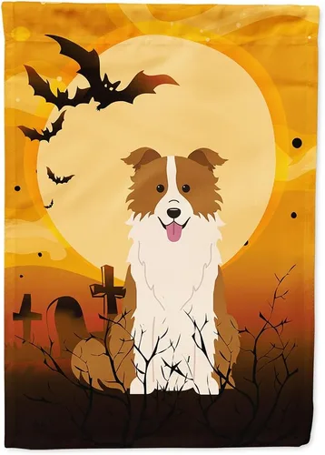 Miniatura 271 de Caroline's Treasures BB4307GF - Bandera de Halloween Airedale para jardín, bandera decorativa para patio exterior, obras de arte de patio, macizos