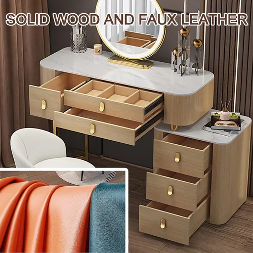 Miniatura 3 de Escritorio de tocador con espejo iluminado, mesa de tocador de maquillaje con luces, 3 modos de iluminación de color, brillo ajustable, mesa