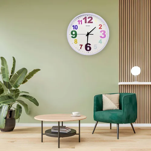 Miniatura 4 de Reloj de pared, 10 pulgadas, multicolor, silencioso, sin tictac, funciona con pilas, relojes de pared modernos para dormitorio, sala de estar
