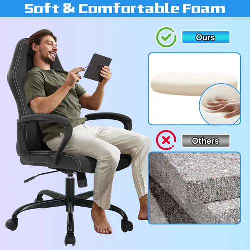 Miniatura 4 de Silla de juegos Silla de computadora de piel sintética con soporte lumbar Sillas de juego de altura ajustable Sillas de escritorio ergonómicas