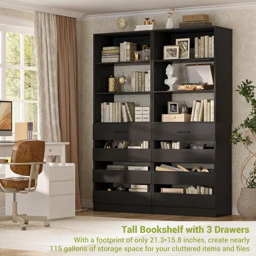Miniatura 5 de Aheaplus Sistema de armario de 54 cm con 4 cajones, organizador de armario de madera con estantes abiertos, sistema de cajones modular en torre
