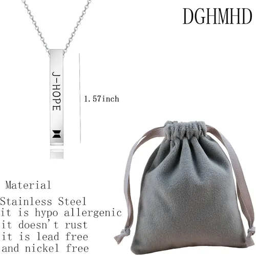 Miniatura 2 de ZWYQWN KPOP ARMY Collar de regalo para mujeres y niñas RM JIM JK V JIMIN J-HOPE SUGA Collar de cumpleaños para mujeres Metal Acero inoxidable