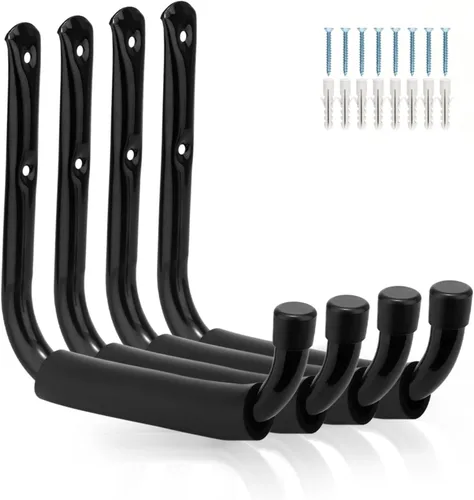 Ganchos de almacenamiento de garaje y jardín, colgador de brazo jumbo resistente, ganchos de escalera de 9.5 pulgadas para sillas plegables,