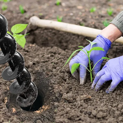 Miniatura 3 de TCBWFY Broca de barrena de 3 x 24 pulgadas para plantar - Barrena de jardín fácil para plantar - Barrenas para plantas de bulbos y plantas