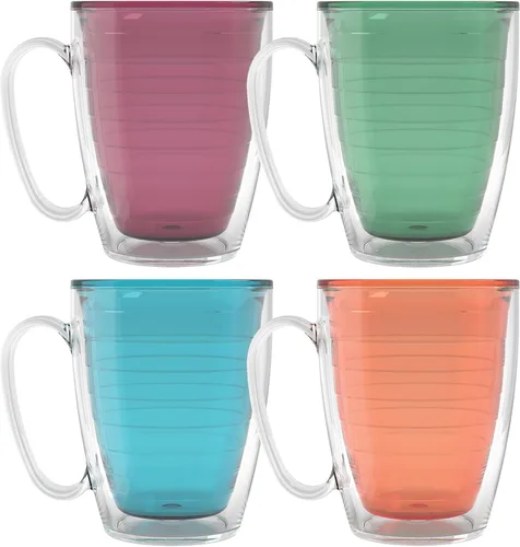 Miniatura 34 de Tervis - Vaso de viaje de mesa transparente y colorido Bayou View Collection fabricado en Estados Unidos, taza de viaje de doble pared con Surtido