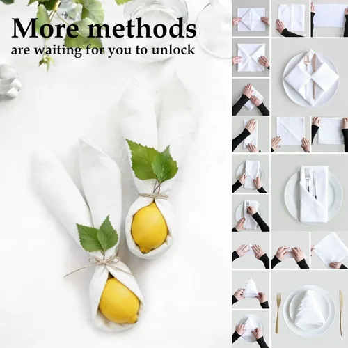 Miniatura 7 de Elegant Pumpkins - Servilletas de tela de lino de 8 paquetes, servilletas reutilizables de mesa de cóctel para boda, fiesta, almuerzo, hotel, Azul