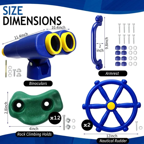 Miniatura 2 de Arrowbash Juego de 16 accesorios para patio de recreo, juego de equipo de plástico pirata, juego de barco de plástico pirata con rueda de barco, Azul