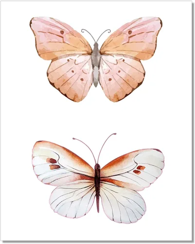 Miniatura 5 de Arte de pared de mariposas, impresiones de acuarela de mariposas, decoración rosa, juego de 2, 8 x 10, sin marco