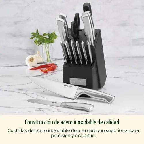 Miniatura 2 de Cuisinart C77SS-15PK Juego de 15 piezas de cuchillería con mango hueco de acero inoxidable, juego de cuchillos de cocina con hojas de acero