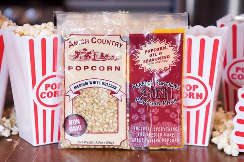 Miniatura 4 de Amish Country Popcorn Paquetes de palomitas de maíz de grano blanco mediano todo en uno, medidos previamente para máquinas de palomitas de maíz e