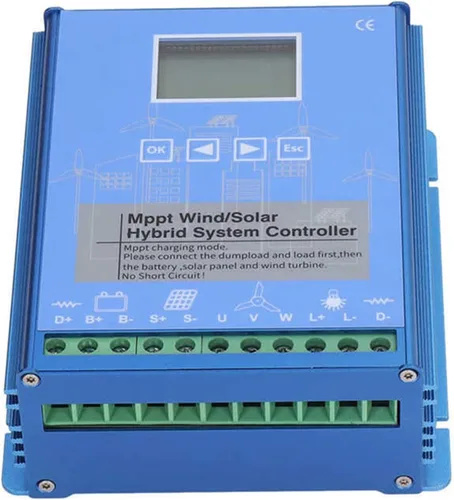 Controlador híbrido solar de viento MPPT de 12 V/24 V, controlador de carga de energía LCD de 200 W-600 W con carga de volcado, generador de turbina