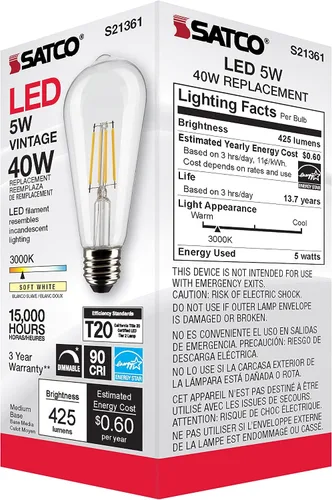Miniatura 7 de Satco S21361 5ST19/CL/LED/930/E26-Paquete de 6