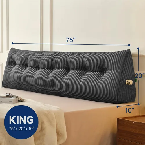 Miniatura 3 de Z-hom Almohada de cabecera tamaño King, almohada de lectura de cuña triangular para cama o sofá, cojín ergonómico para respaldo para sentarse, leer