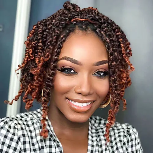 Miniatura 78 de BOHOBABE Cabello de Ganchillo Pre-retorcido Passion Twist de 14 Pulgadas Cabello Corto Ombré Gris Pre-enrollado de Ganchillo Passion Twist para Gris