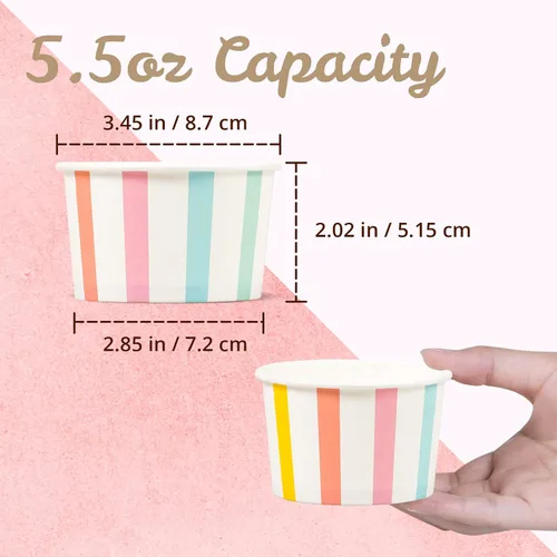 Miniatura 4 de MATICAN Tazas de papel para helado, 50 unidades de 5.5 onzas, cuencos desechables para postres para alimentos calientes o fríos, suministros