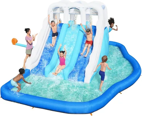 Miniatura 7 de Bestway H2OGO! Parque acuático inflable para niños Lava Splash Tobogán al aire libre, pared de escalada, piscina de chapoteo, aspersor Ideal